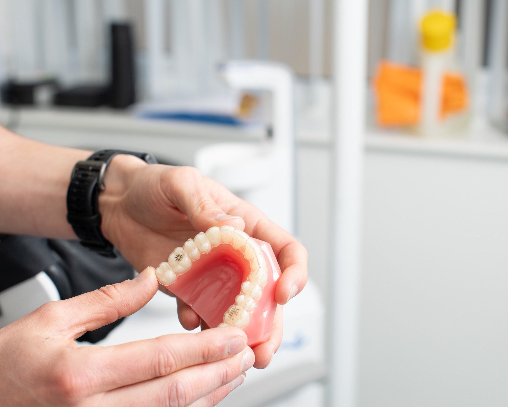 Dental model showing a digital scan output used to plan Invisalign treatment at DRJB Smile Clinic